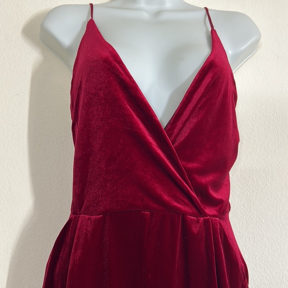 If By The Sea Red Velvet Jumpsuit Large - Picture 5 of 17